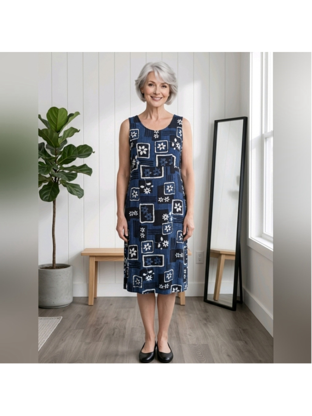 Jasmine Rose Floral Geometric Maxi Dress Navy Blue